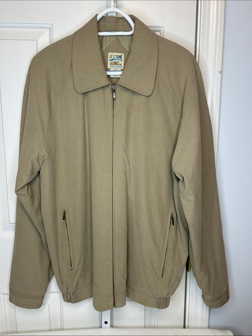 TravelSmith Vintage 1990 Men’s Lightweight Tan Silk Blend Jacket size Large